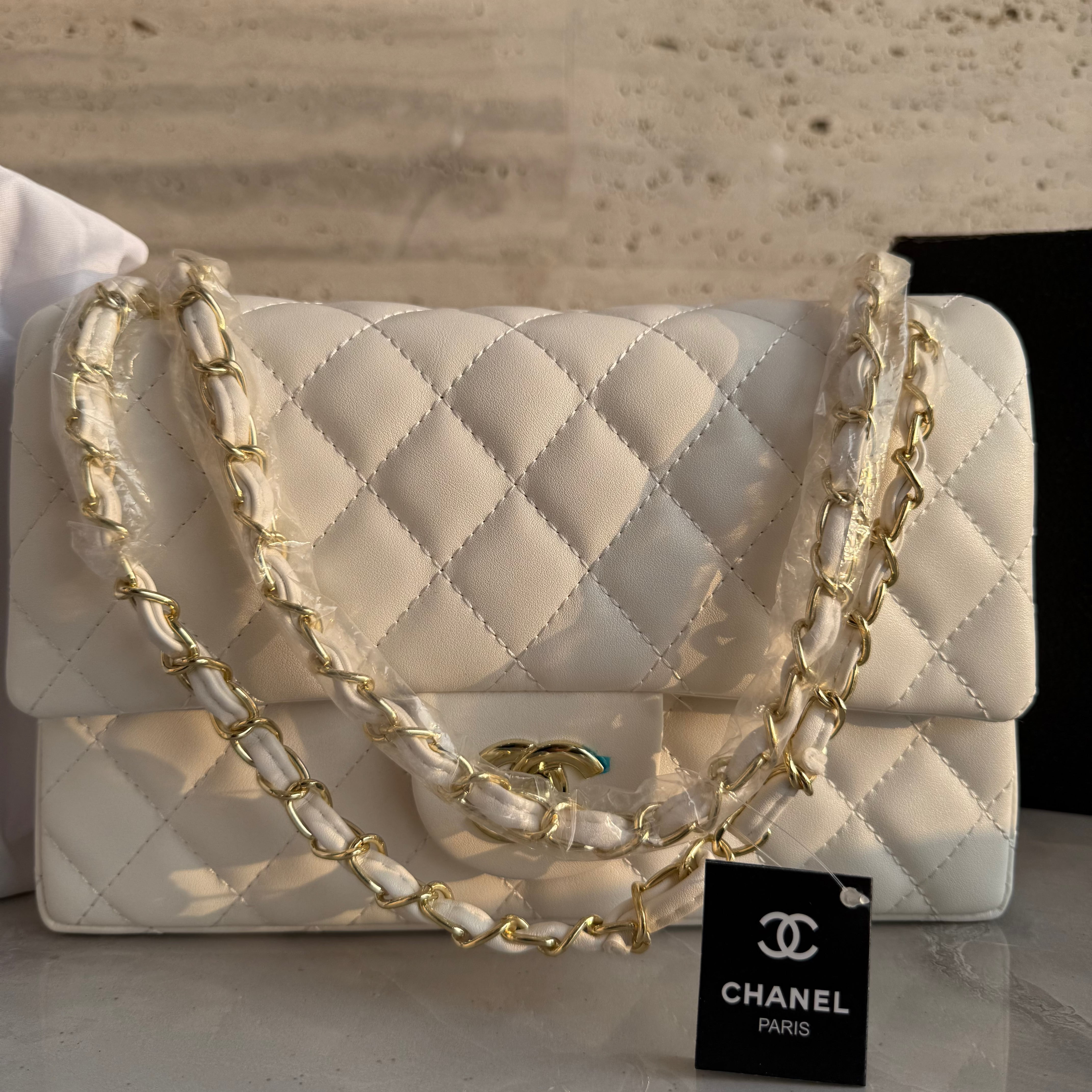 Chanel Paris Limited Edition Double Flap Lambskin Bag ( WHITE )