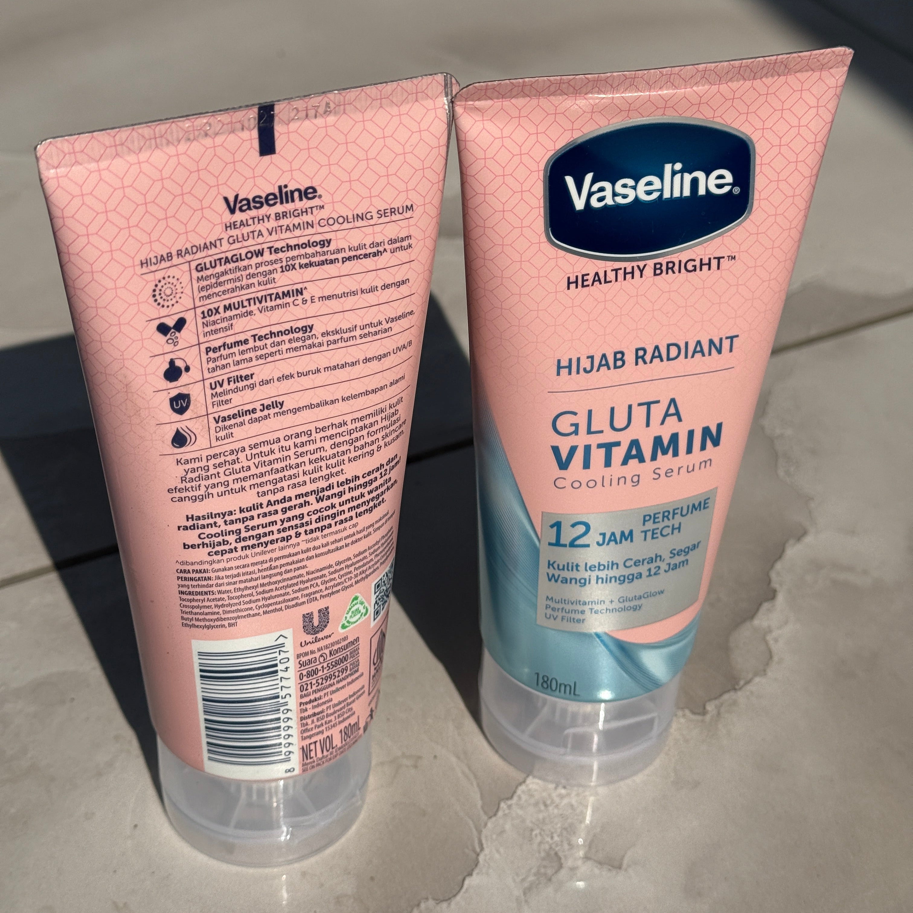 Vaseline Hijab Radiant Gluta Vitamin Cooling Body Serum 180ml
