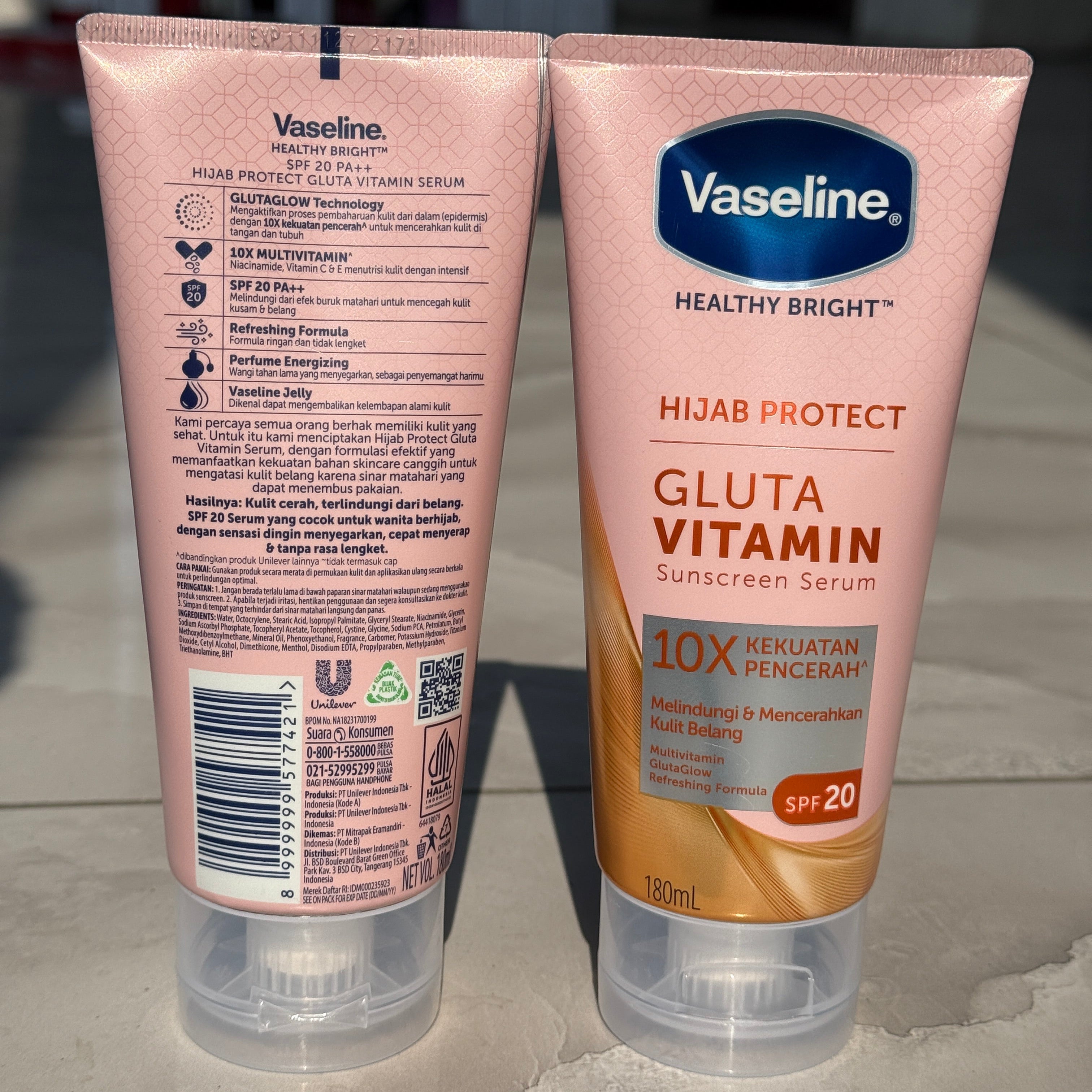 Vaseline Healthy Bright Hijab Protect Gluta Vitamin SPF 20 Serum 180ml