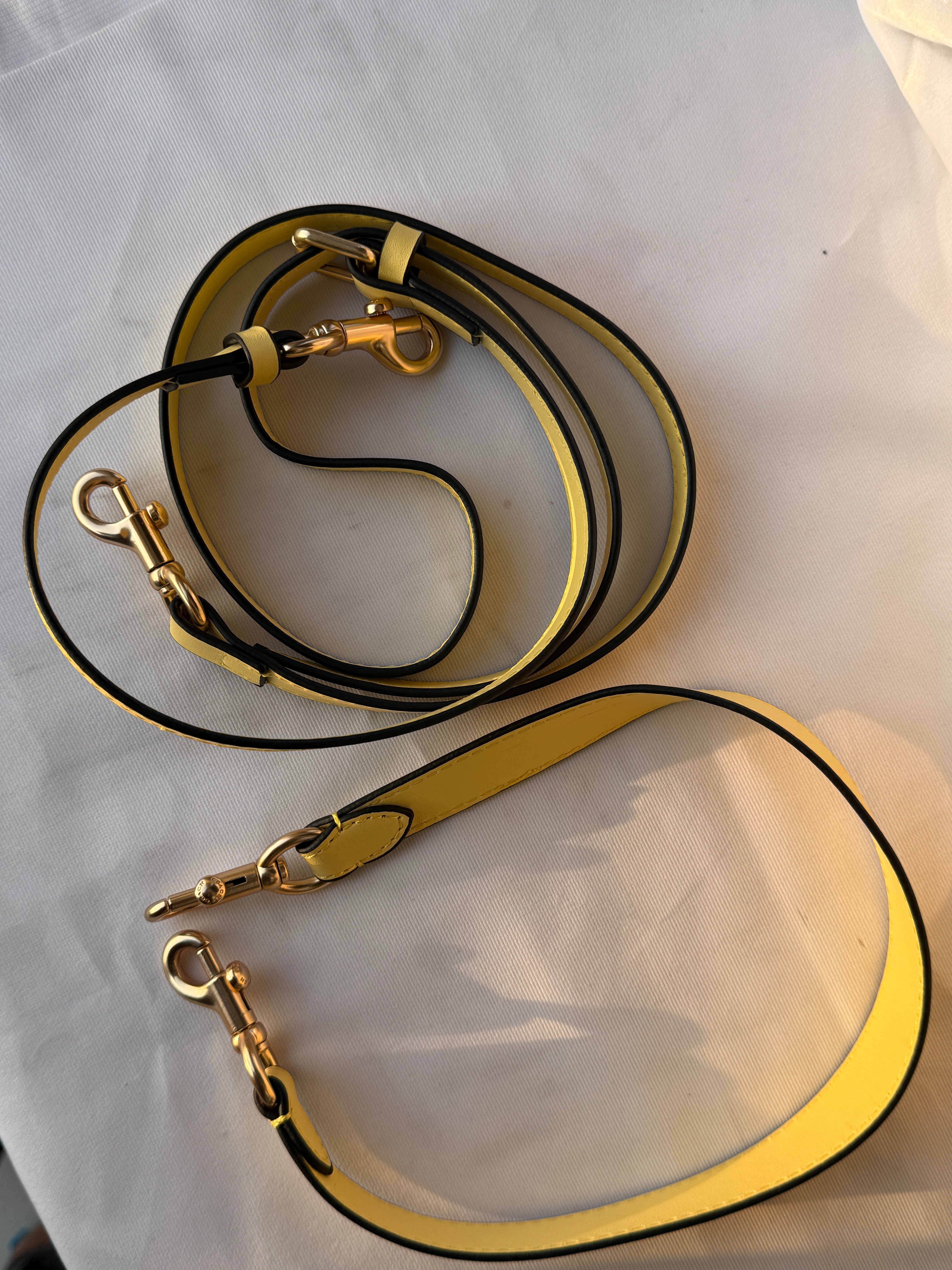 COACH LIGHT PASTEL YELLOW BAG WITH CHERRY CHARM AND 2 STRIPS